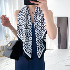 Classic Print Square Scarf Large Satin Shawl Bandana Women