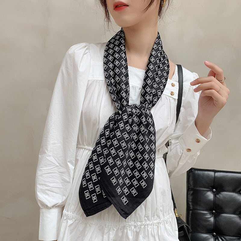 Classic Print Square Scarf Large Satin Shawl Bandana Women