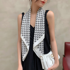 Classic Print Square Scarf Large Satin Shawl Bandana Women