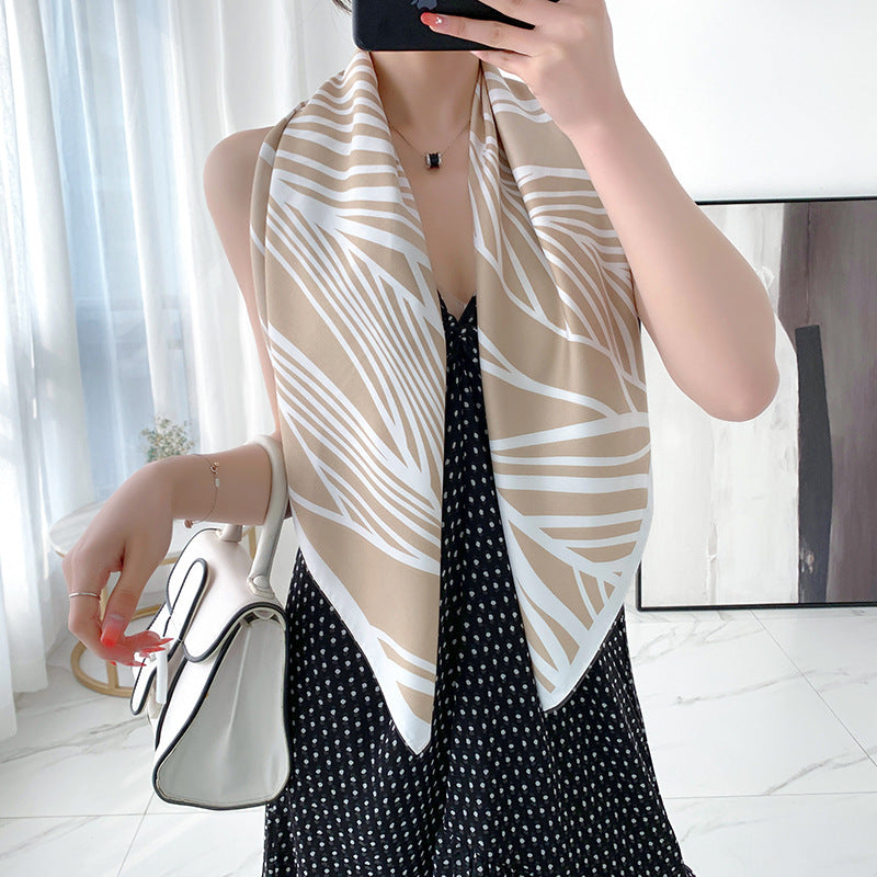 Classic Print Square Scarf Large Satin Shawl Bandana Women