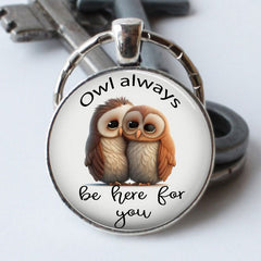 Owl Always Be Here For You Time Stone Keychain Necklace