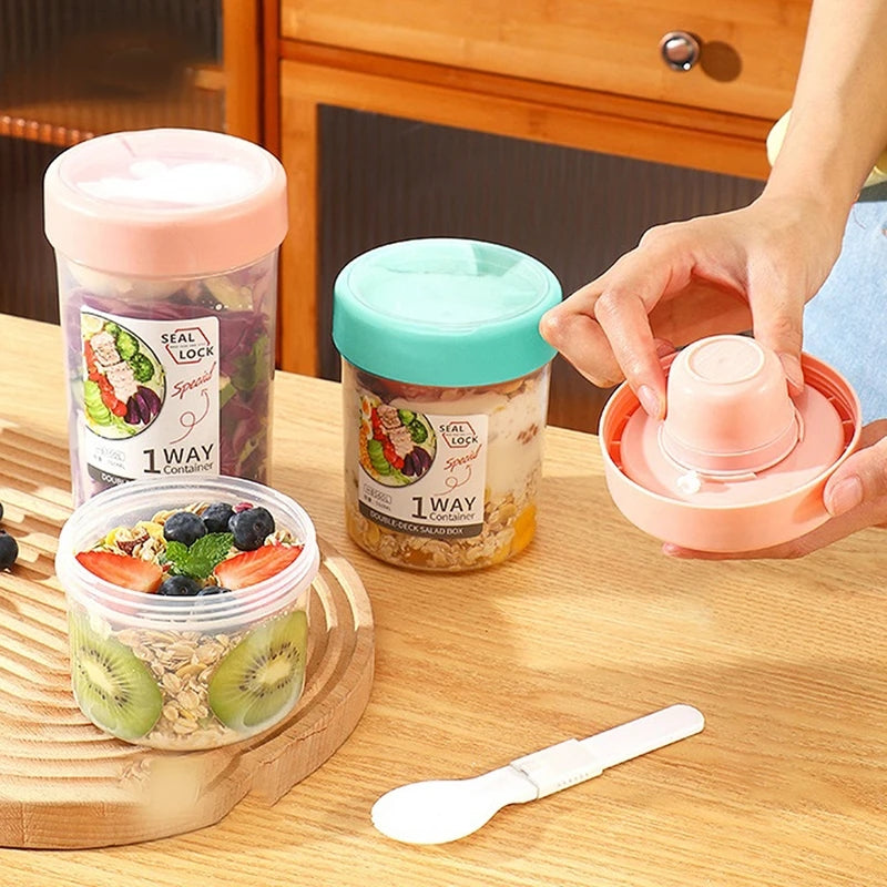 Portable Salad Cup with Spoon for Yogurt and Snacks on the Go