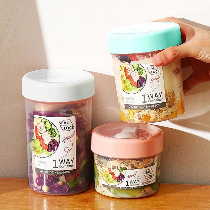 Portable Salad Cup with Spoon for Yogurt and Snacks on the Go