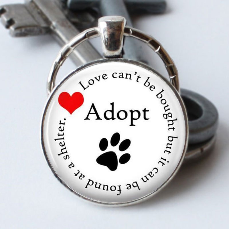 Red Heart Love Dog Paw Gem Keychain For Men