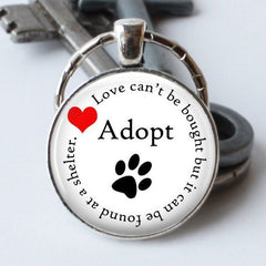 Red Heart Love Dog Paw Gem Keychain For Men