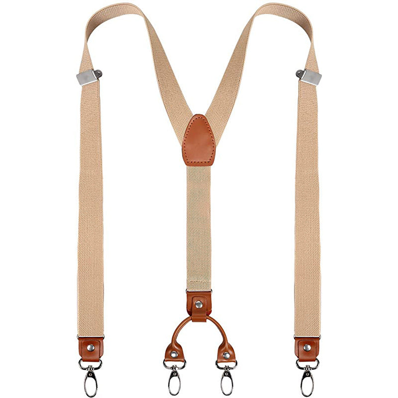 Leather Suspenders 2 Width 4 Hooks Y Back Retro Braces Suspensorios Wedding