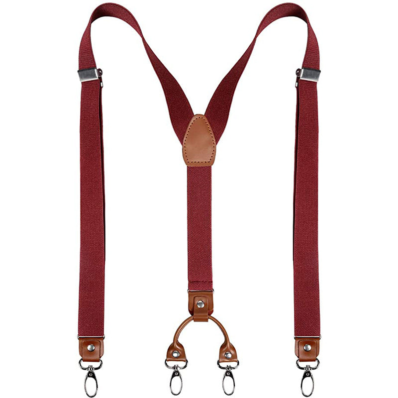 Leather Suspenders 2 Width 4 Hooks Y Back Retro Braces Suspensorios Wedding