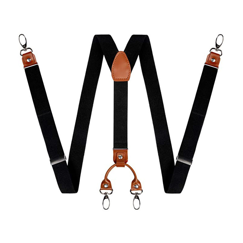 Leather Suspenders 2 Width 4 Hooks Y Back Retro Braces Suspensorios Wedding