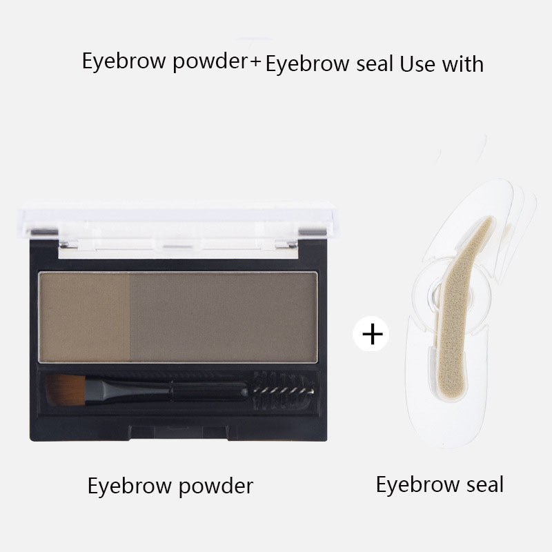 Waterproof Double Eyebrow Powder with Stencil