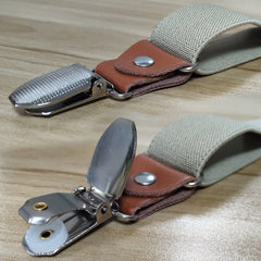 Men's Leather Clip-on Braces Suspenders Belt