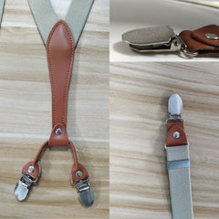 Men's Leather Clip-on Braces Suspenders Belt