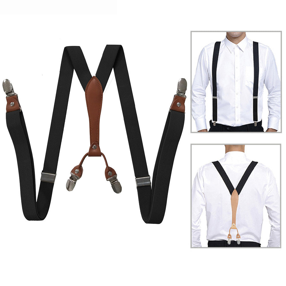 Men's Leather Clip-on Braces Suspenders Belt