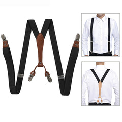 Men's Leather Clip-on Braces Suspenders Belt
