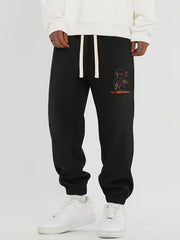 Bear Print Men's Drawstring Jogger Pants