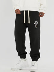 Hand Print Men's Drawstring Pocket Sweatpants Loose Casual Jogger Pants