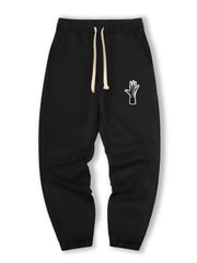 Hand Print Men's Drawstring Pocket Sweatpants Loose Casual Jogger Pants
