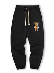 Mechanical Bear Print Men's Drawstring Sweatpants Loose Casual Jogger Pants