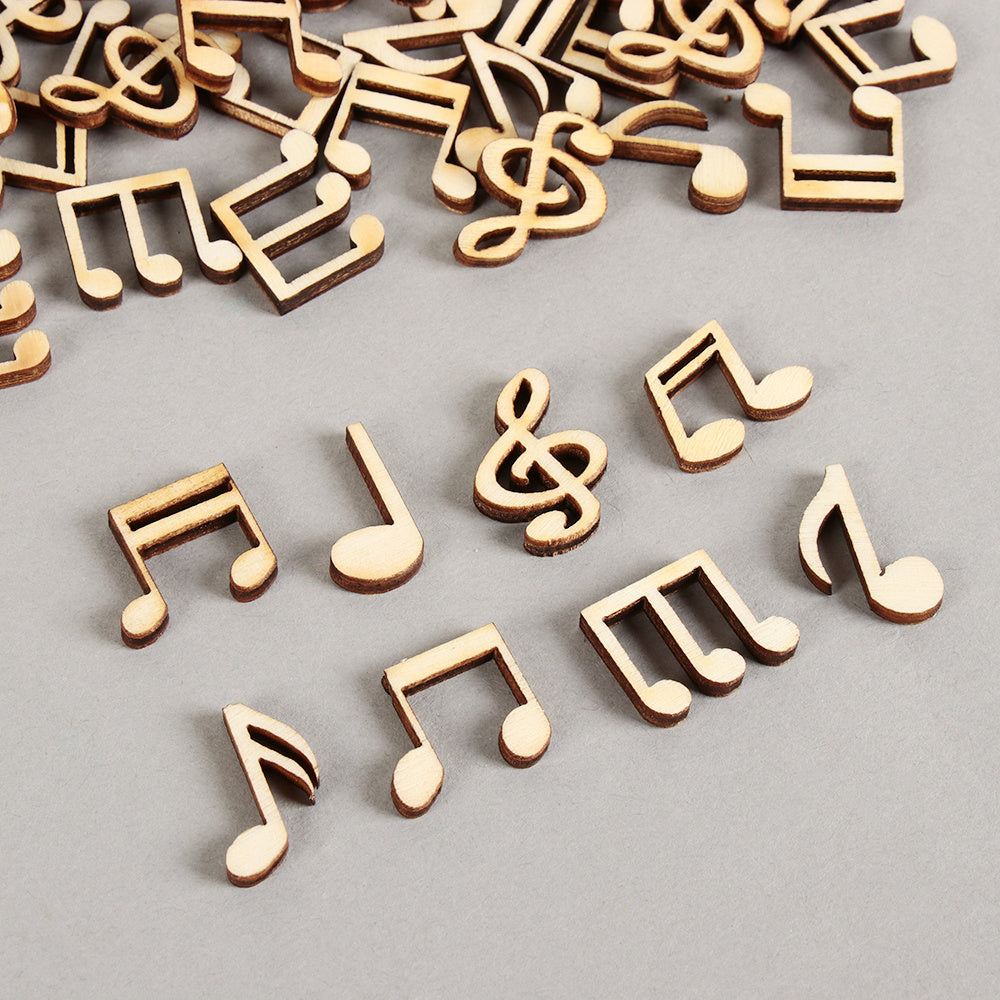100Pcs Wooden Music Notes Handcrafts DIY Home Decorations
