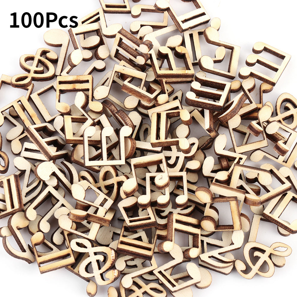 100Pcs Wooden Music Notes Handcrafts DIY Home Decorations