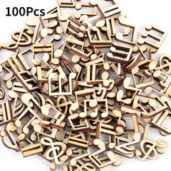 100Pcs Wooden Music Notes Handcrafts DIY Home Decorations