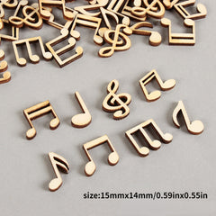 100Pcs Wooden Music Notes Handcrafts DIY Home Decorations