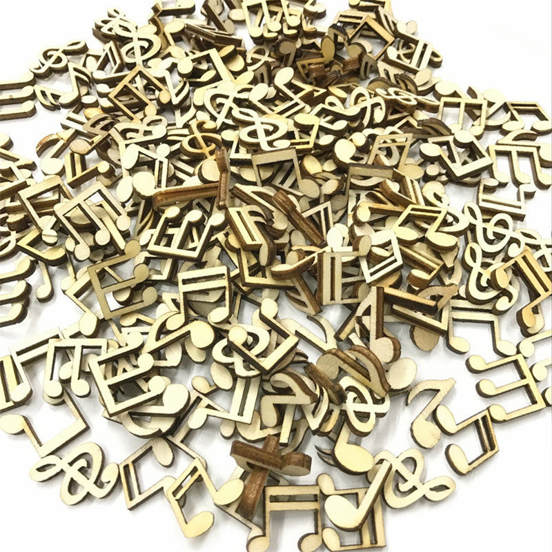 100Pcs Wooden Music Notes Handcrafts DIY Home Decorations