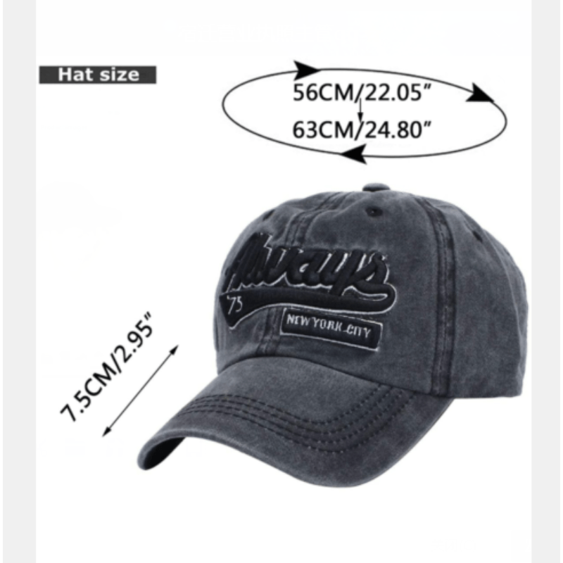 Washed Letter Embroidery Baseball Cap Men's Women's Hip Hop Shade Baseball Cap