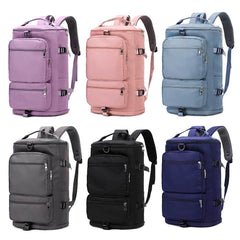 Large Capacity Solid Zipper Duffel Bag Multifunctional Weekender Bag