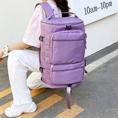 Large Capacity Solid Zipper Duffel Bag Multifunctional Weekender Bag