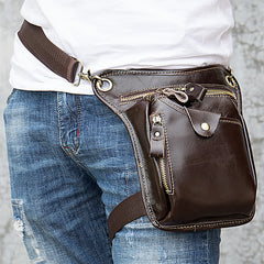 Outdoor Sports Cowhide Leather Waist Bag Leg Bag
