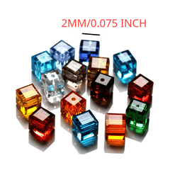 100PCS 2mm Cubic Crystal Glass Loose Beads Faceted Spacer Beads