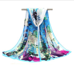 Boho Landscape Print Chiffon Scarf Vintage Casual Shawl Women