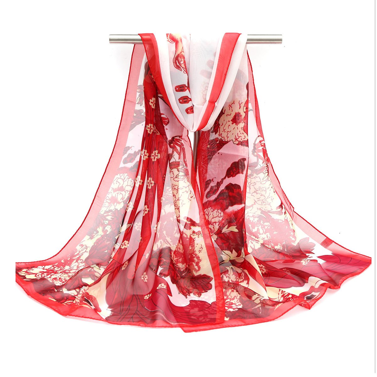 Boho Landscape Print Chiffon Scarf Vintage Casual Shawl Women