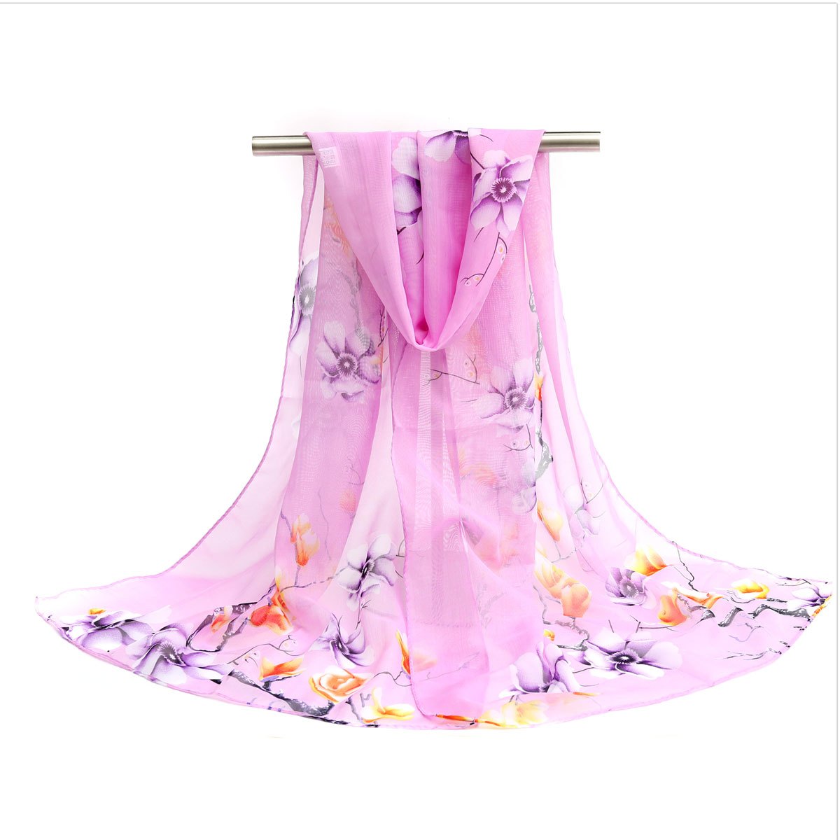 Flower Branch Print Chiffon Scarf Casual Shawl