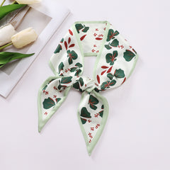 Floral Print Silk Ribbon Scarf Head Hair Handbag Wrap