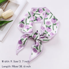Floral Print Silk Ribbon Scarf Head Hair Handbag Wrap