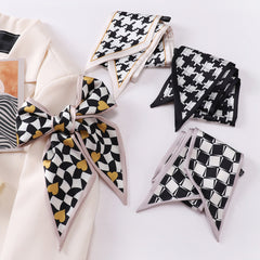 Floral Print Silk Ribbon Scarf Head Hair Handbag Wrap