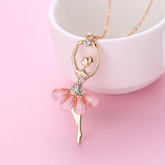 Pink Skirt Ballet Girls Necklace Pendant Birthday Gift For Girls