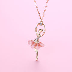 Pink Skirt Ballet Girls Necklace Pendant Birthday Gift For Girls
