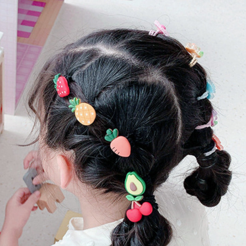 30pcs Flower & Animal Hair Ties Ponytail Holders