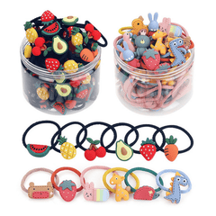 30pcs Flower & Animal Hair Ties Ponytail Holders