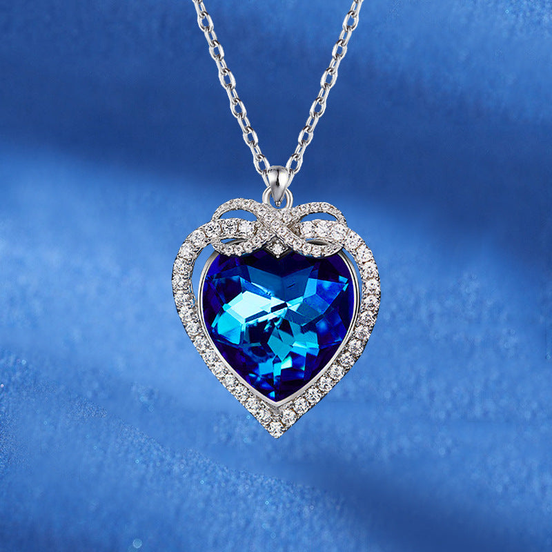 Zirconium Heart Rhinestones Pendant Necklace for Girls