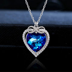 Zirconium Heart Rhinestones Pendant Necklace for Girls