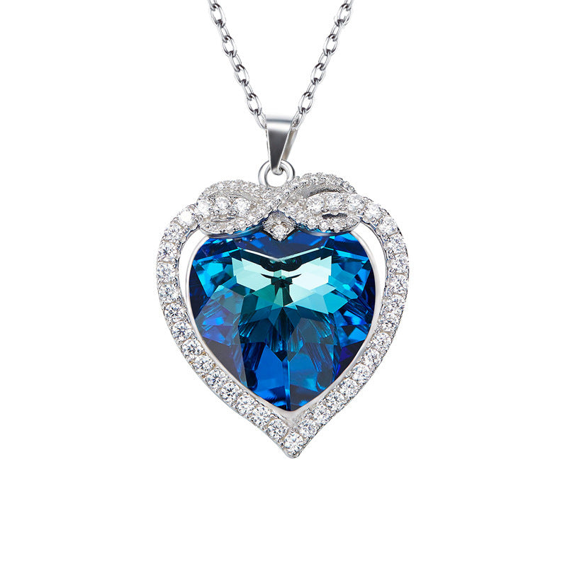 Zirconium Heart Rhinestones Pendant Necklace for Girls