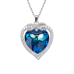 Zirconium Heart Rhinestones Pendant Necklace for Girls