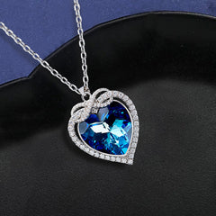 Zirconium Heart Rhinestones Pendant Necklace for Girls