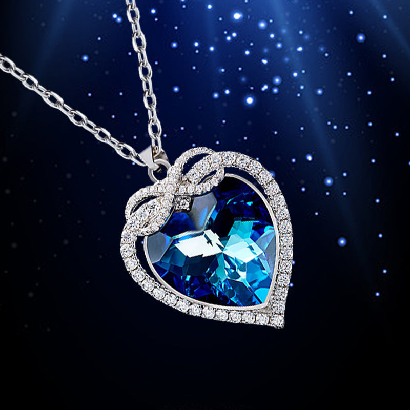 Zirconium Heart Rhinestones Pendant Necklace for Girls