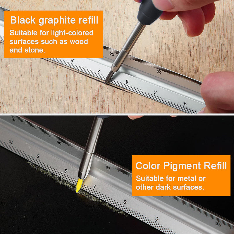 Carpenter Pencil Set with Sharpener 6 Refills Woodwork Tool
