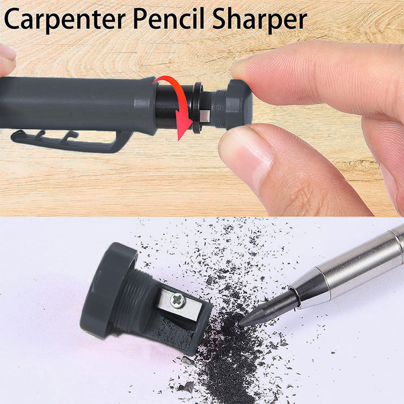 Carpenter Pencil Set with Sharpener 6 Refills Woodwork Tool