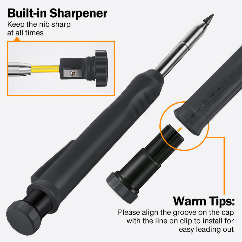 Carpenter Pencil Set with Sharpener 6 Refills Woodwork Tool